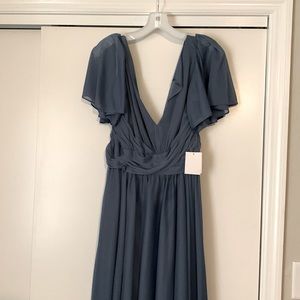 David’s Bridal / Celebrate Blue Bridesmaids Dress Woman’s Size 14 Long Flow Mesh